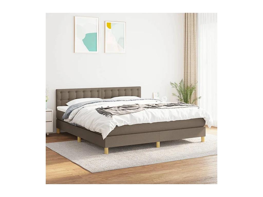 Lit à sommier tapissier avec matelas Taupe 160x200 cm Tissu