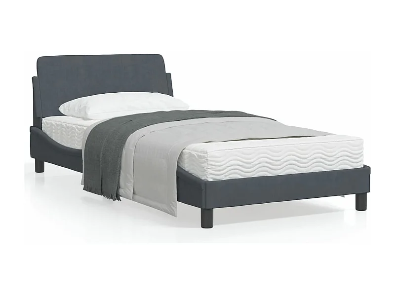 Estructura cama con cabecero terciopelo gris oscuro 100x200 cm