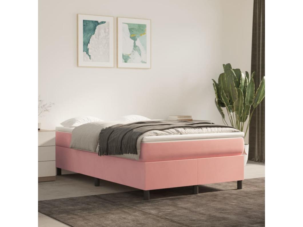 Cama boxspring com colchão 120x200 cm veludo rosa