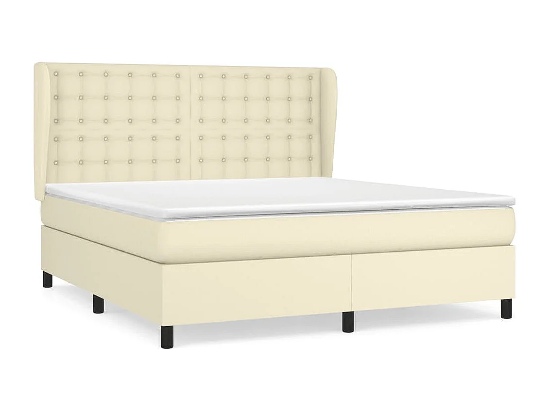 Lit à sommier tapissier avec matelas Crème 180x200cm Similicuir