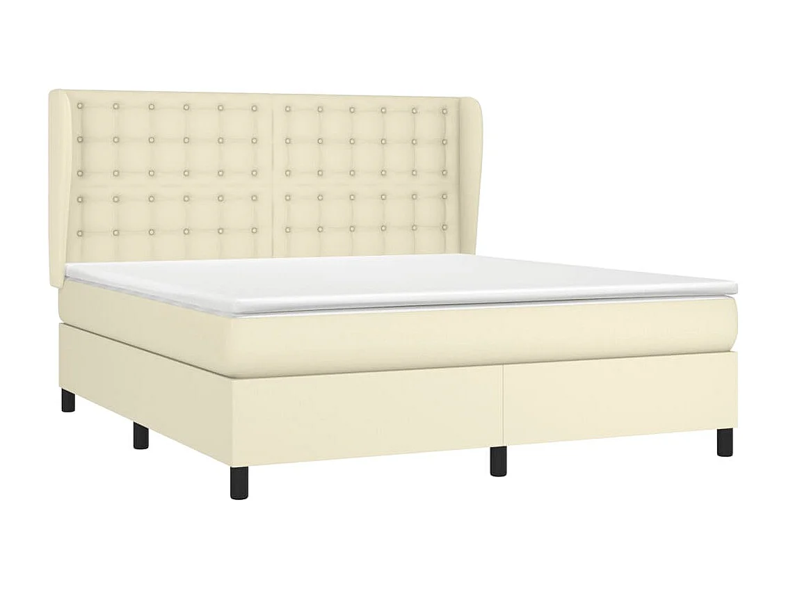 Lit à sommier tapissier avec matelas Crème 180x200cm Similicuir