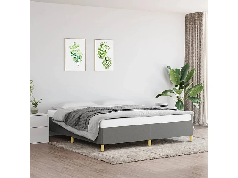 Estrutura de cama 180x200 cm tecido cinzento-escuro