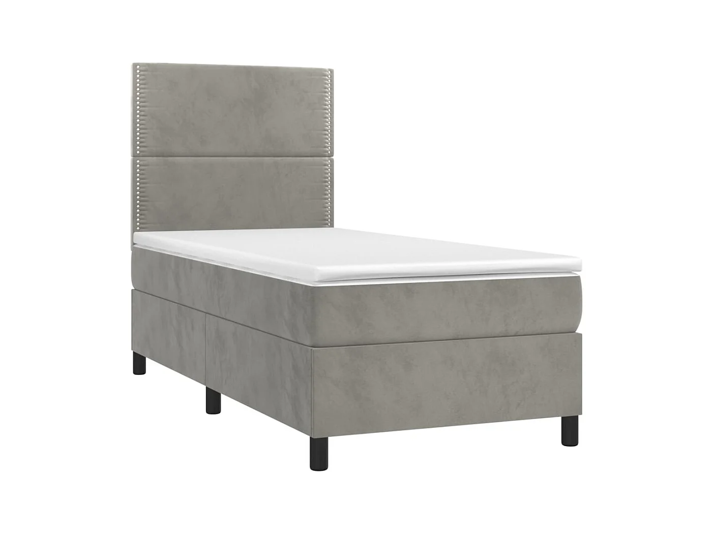 Lit à sommier tapissier et matelas Gris clair 100x200cm Velours