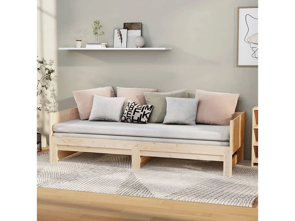 Lit coulissant Bois de pin solide 2x(80x200) cm