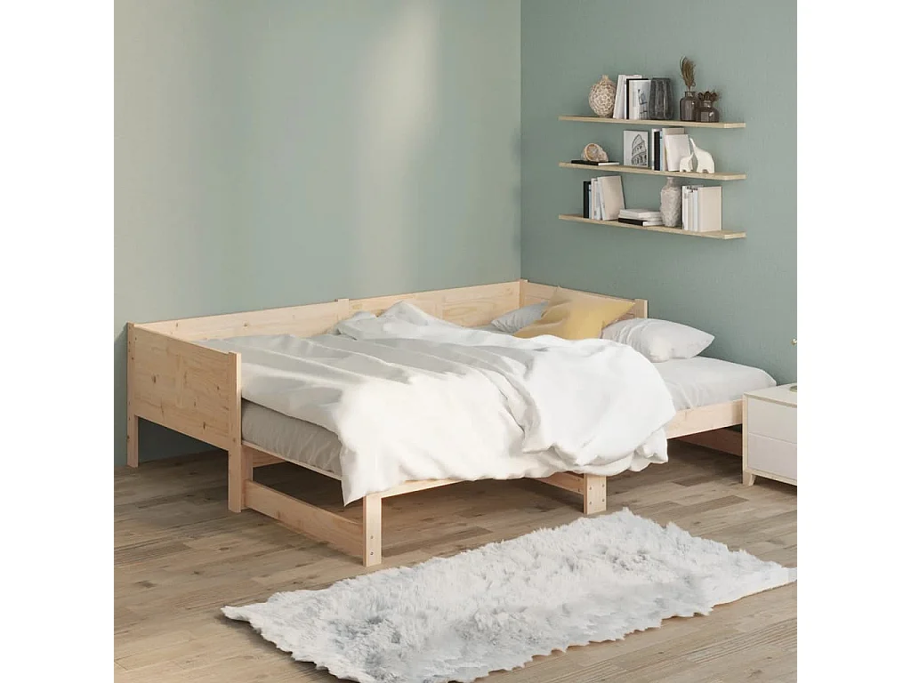 Lit coulissant Bois de pin solide 2x(80x200) cm
