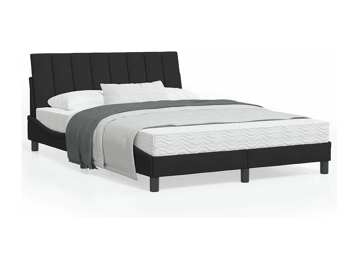 Estructura de cama con luces LED terciopelo negro 140x190 cm