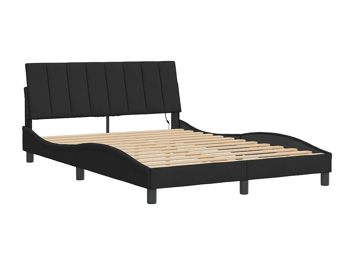 Cadre de lit avec lumières LED noir 140x190 cm velours