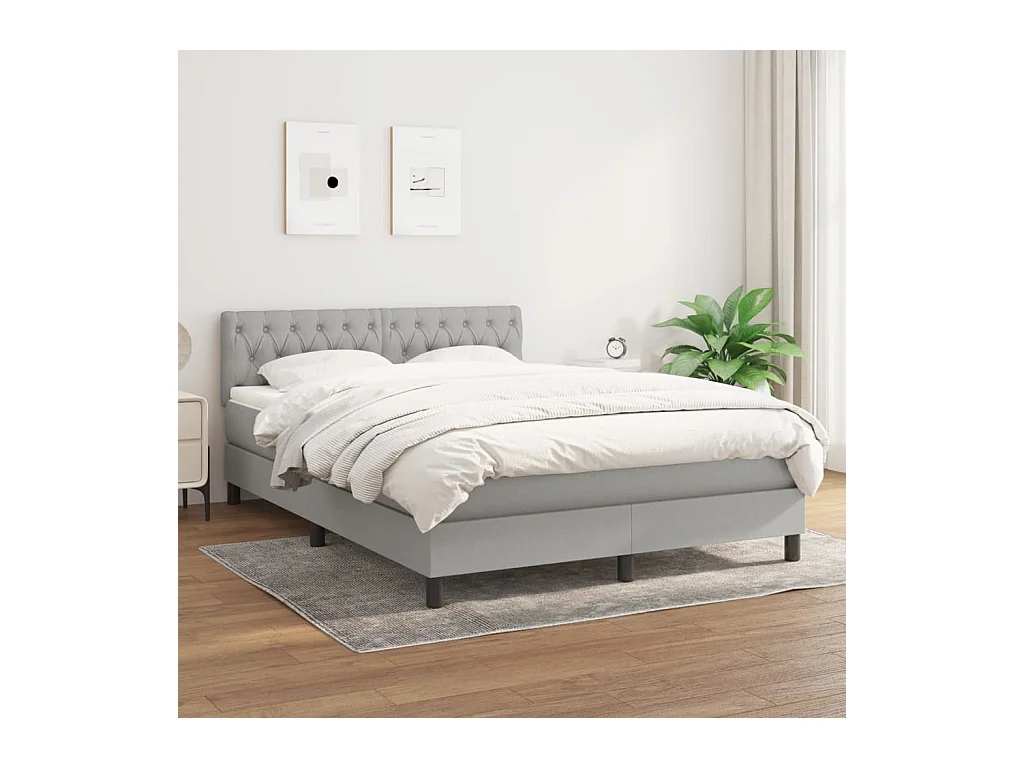 Boxspring met matras stof lichtgrijs 140x200 cm