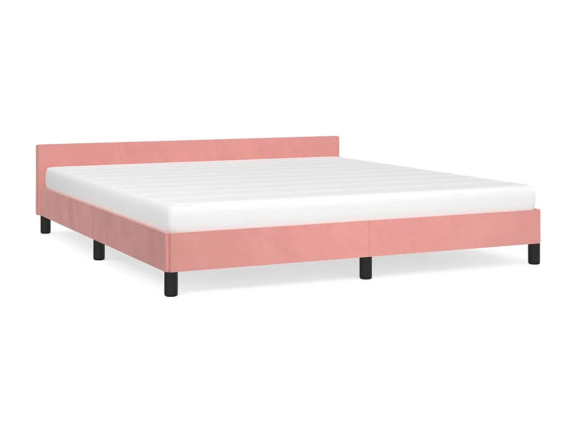 Estructura de cama con cabecero de terciopelo rosa 160x200 cm