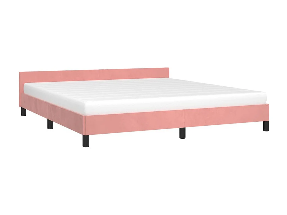 Estrutura de cama c/ cabeceira 160x200 cm veludo rosa