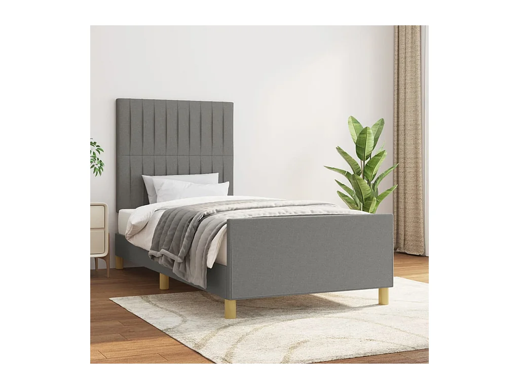 Bedframe zonder matras 100x200 cm stof donkergrijs