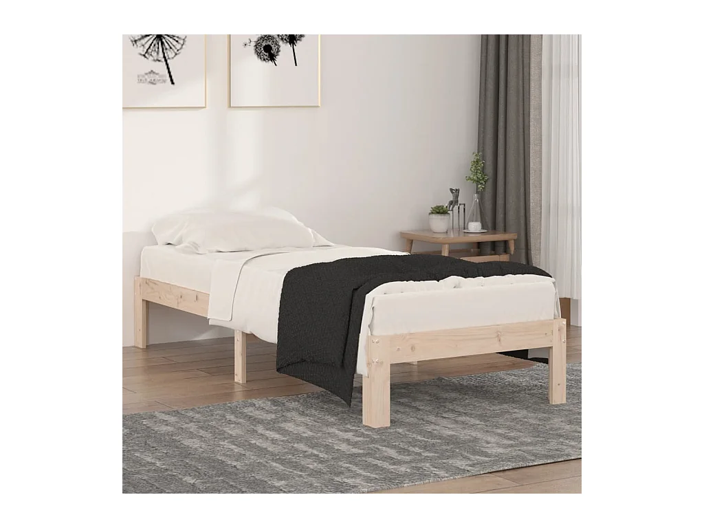 Cadre de lit Bois massif 75x190 cm Petit simple