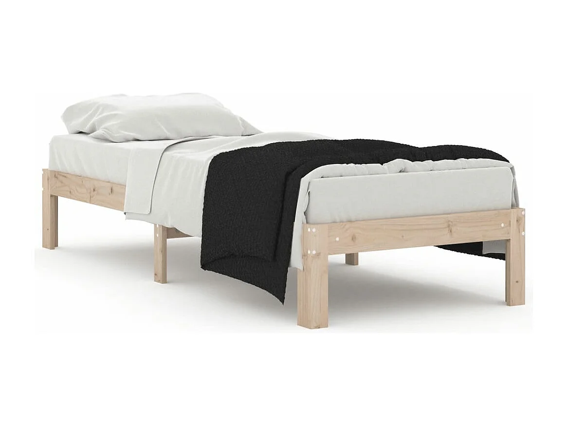 Estructura de cama madera maciza individual 75x190 cm