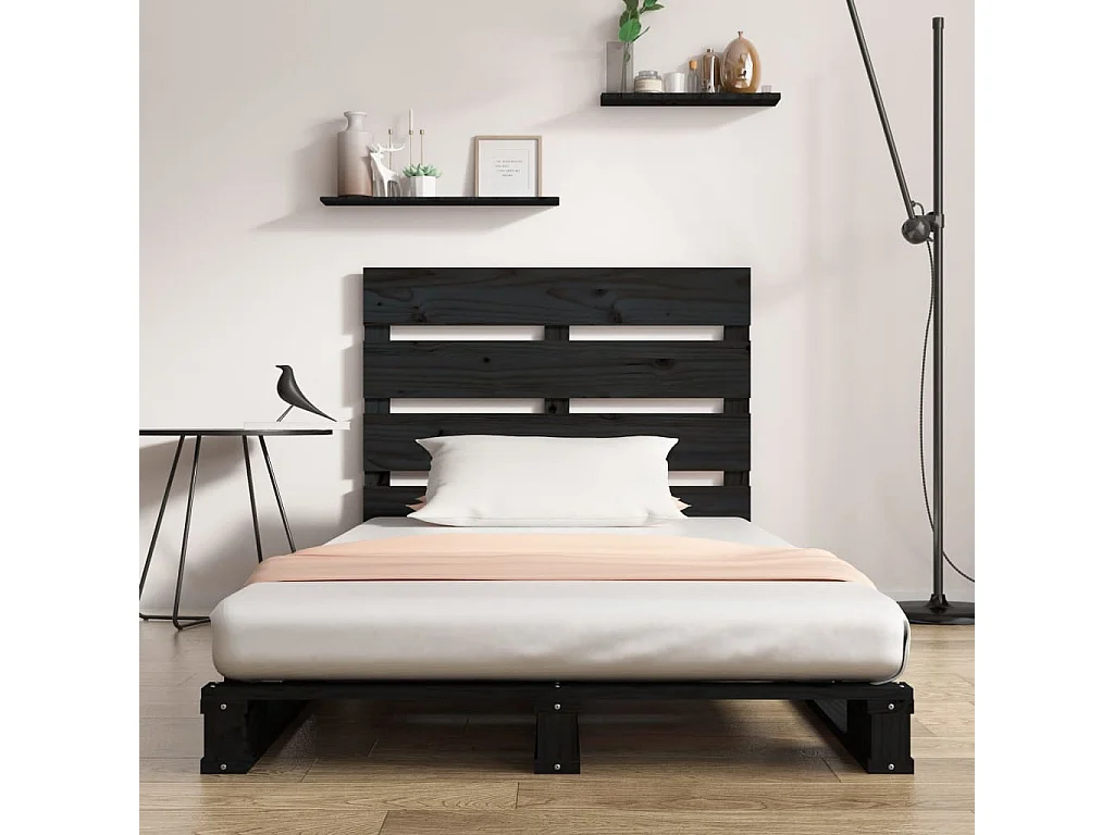 Estructura de cama madera maciza pino negro 75x190 cm
