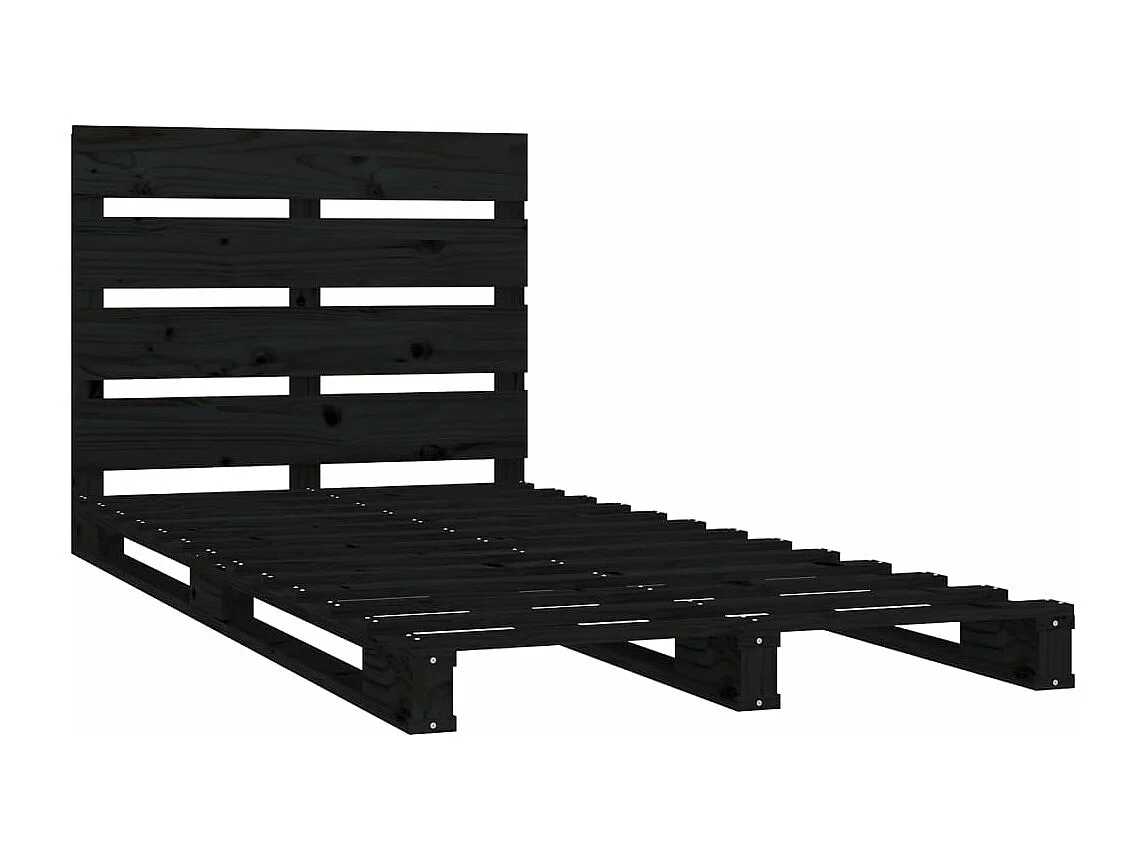 Estructura de cama madera maciza pino negro 75x190 cm