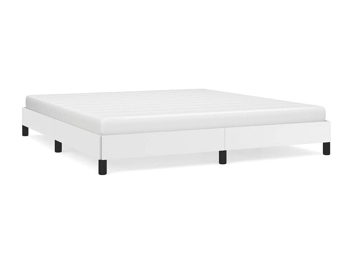 Estructura de cama de cuero sintético blanco 180x200 cm