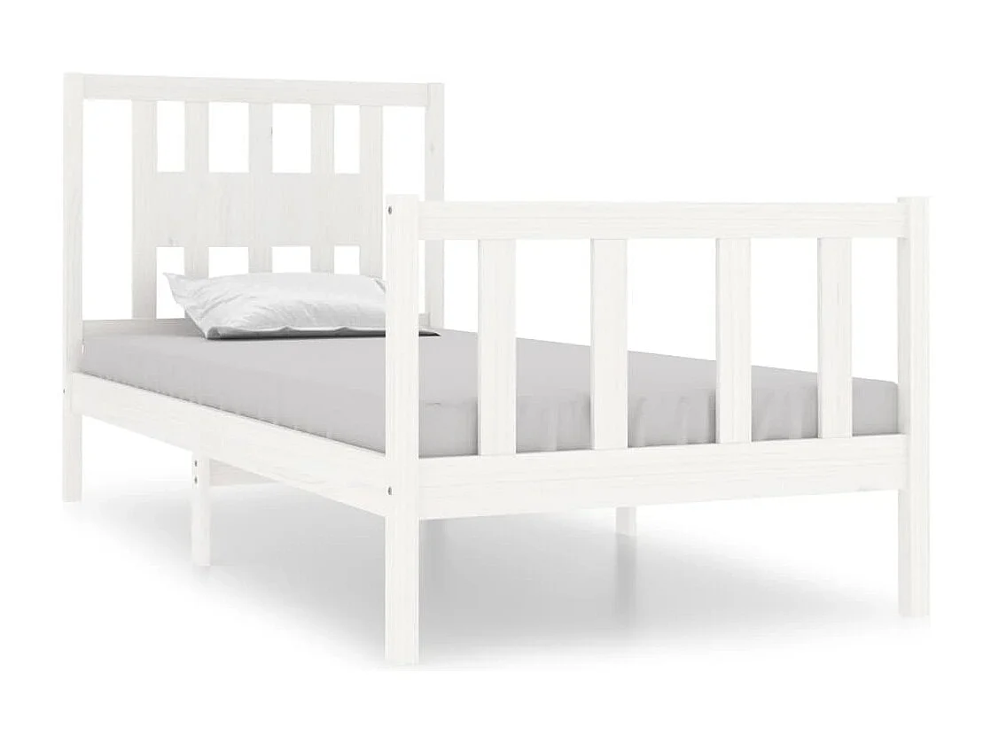 Estructura de cama individual madera maciza blanca 90x190 cm