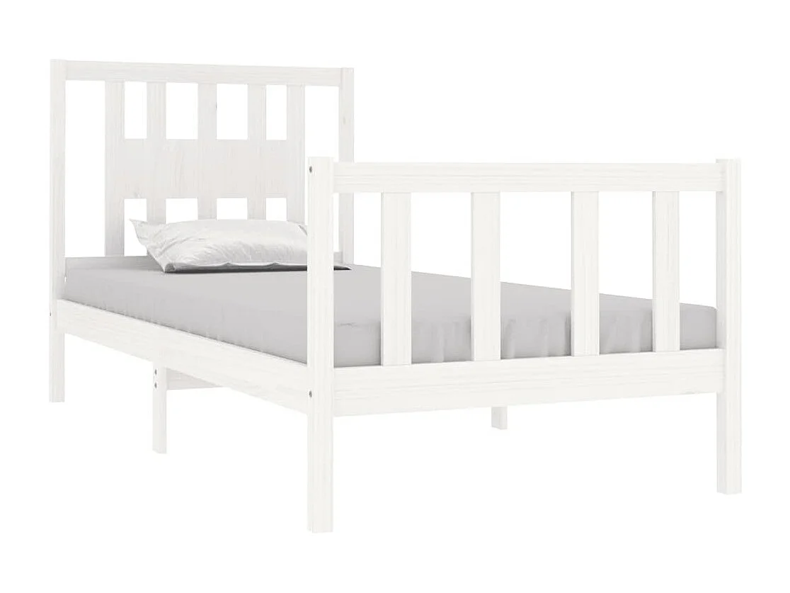 Estructura de cama individual madera maciza blanca 90x190 cm