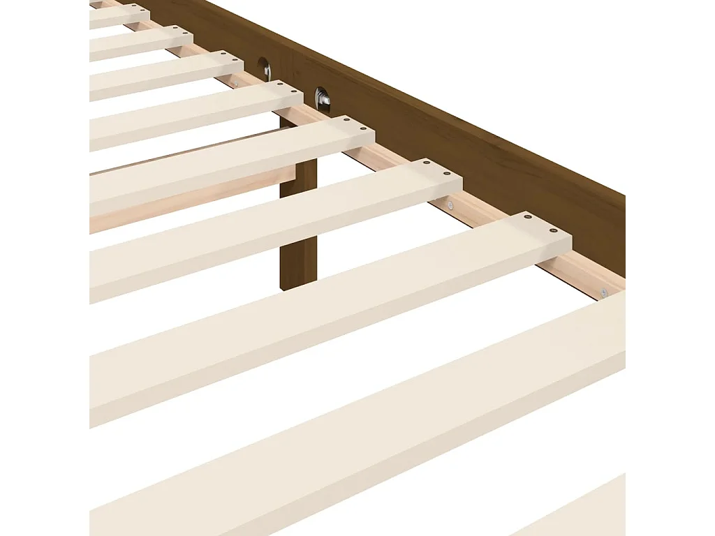 Estructura cama y cabecero madera maciza marrón miel 200x200 cm