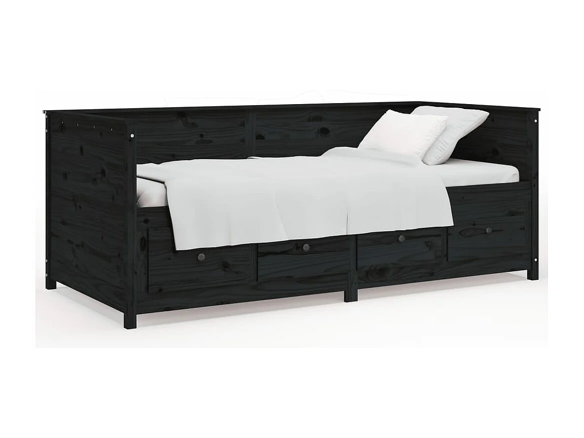 Sofá cama de madera maciza de pino negro 100x200 cm