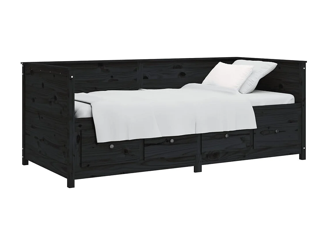 Sofá cama de madera maciza de pino negro 100x200 cm