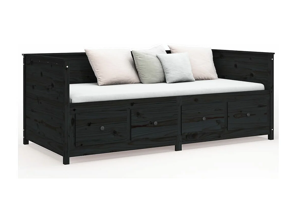 Sofá cama de madera maciza de pino negro 100x200 cm