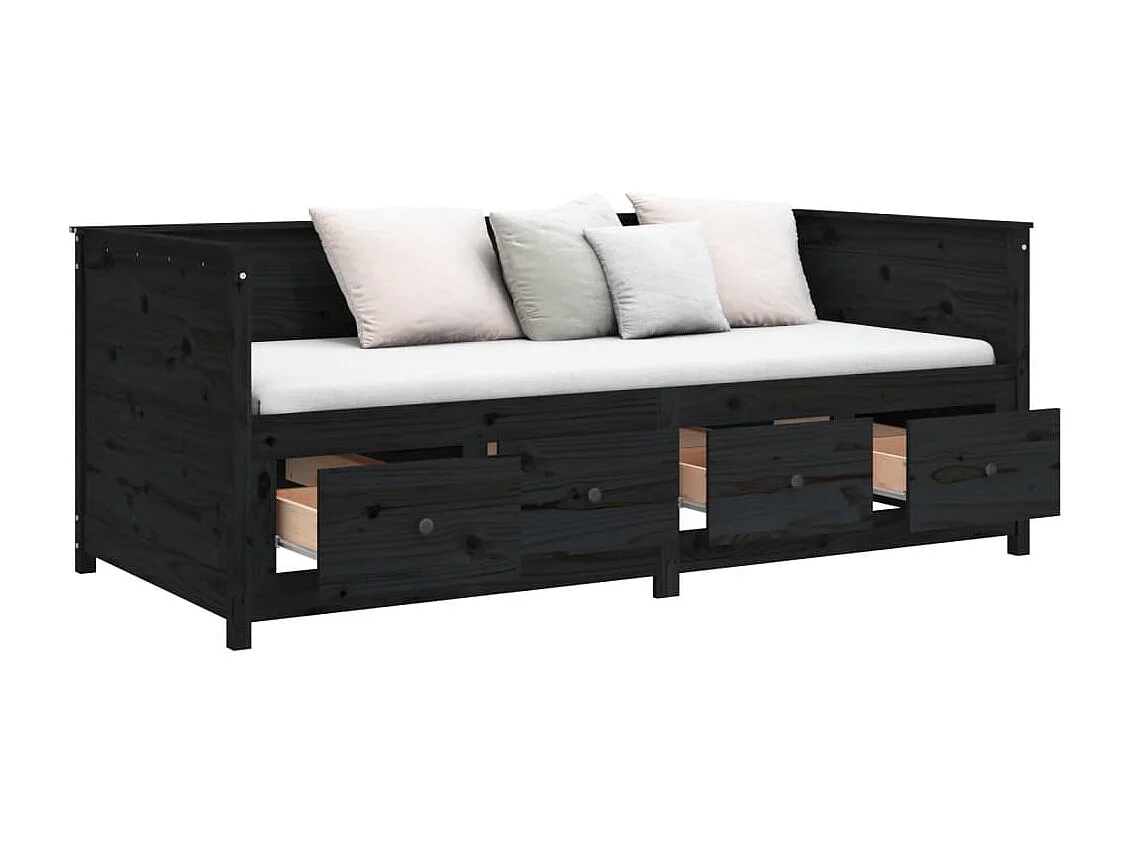 Sofá cama de madera maciza de pino negro 100x200 cm