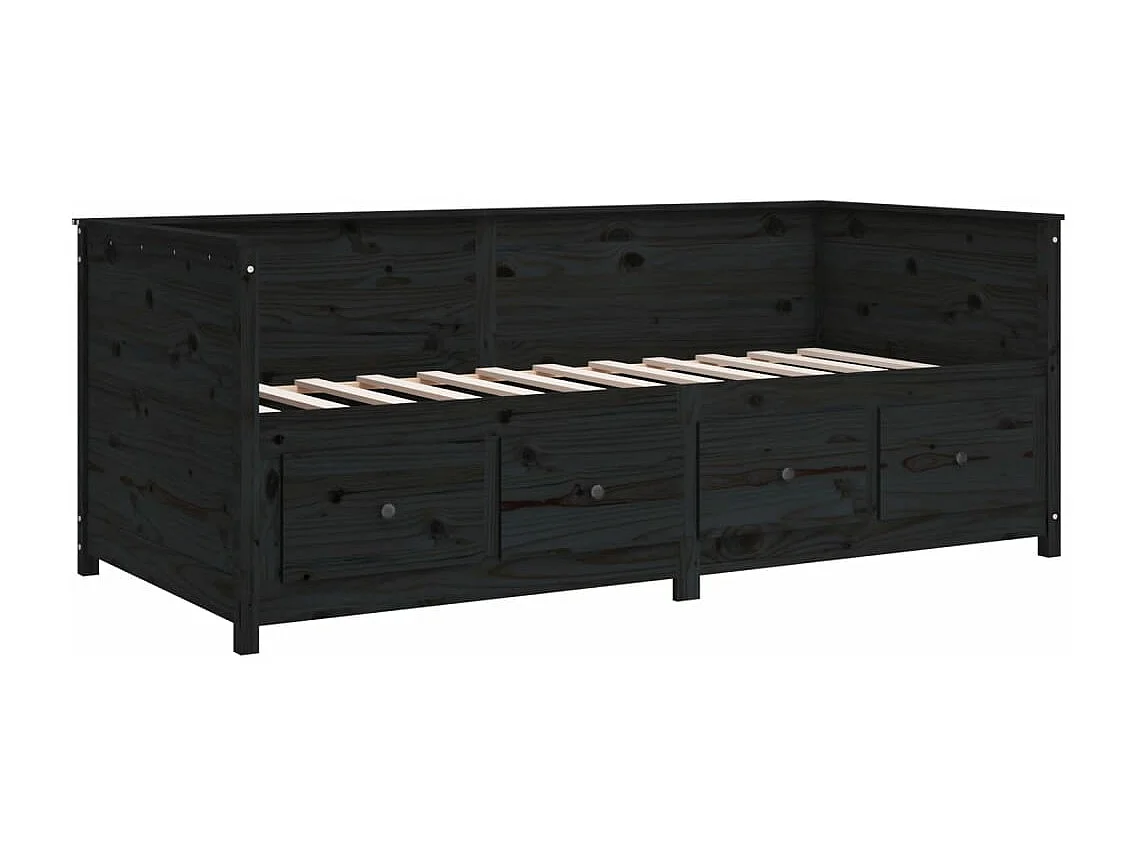 Sofá cama de madera maciza de pino negro 100x200 cm