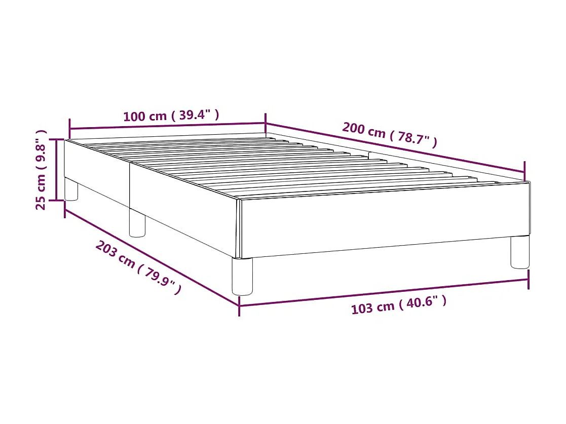 Cadre de lit Gris foncé 100 x 200 cm Velours