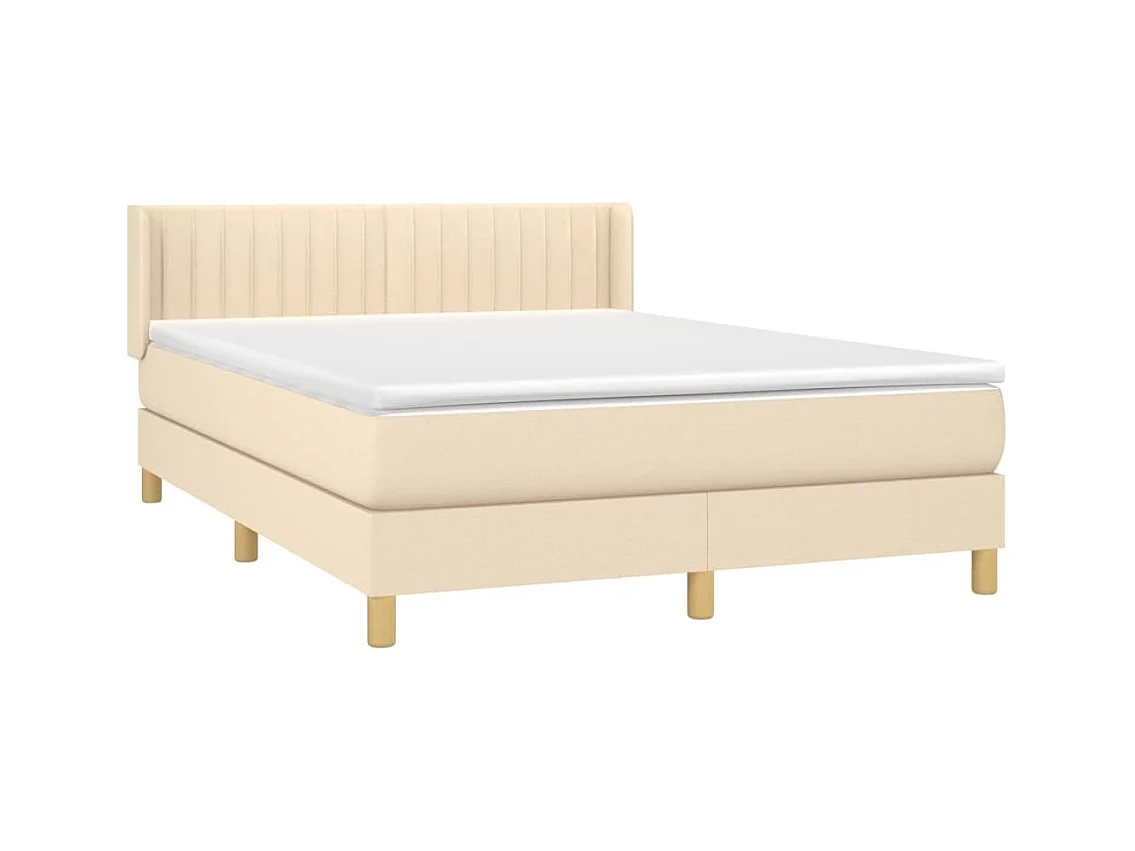 Lit à sommier tapissier avec matelas Crème 140x200 cm Tissu