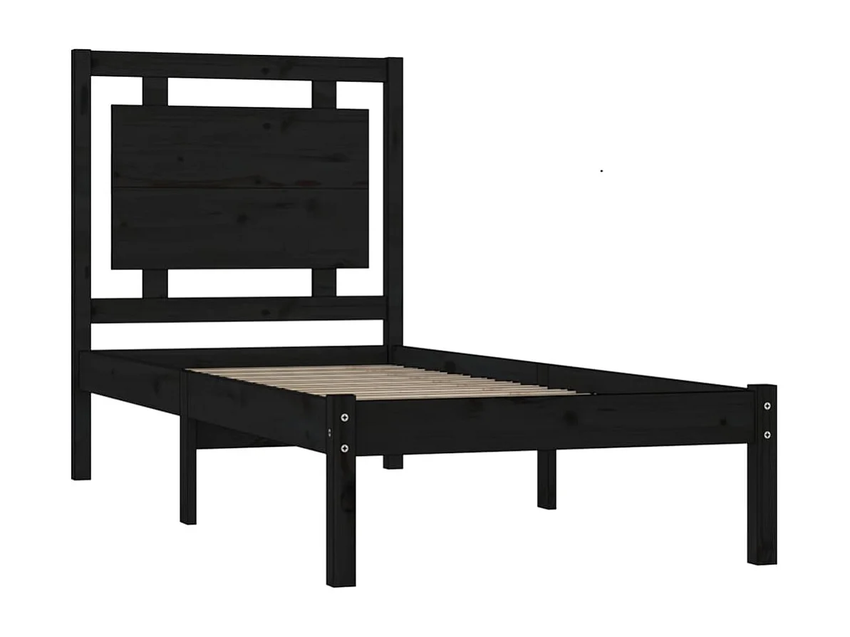 Estrutura de cama pequena solteiro 75x190 cm madeira preto
