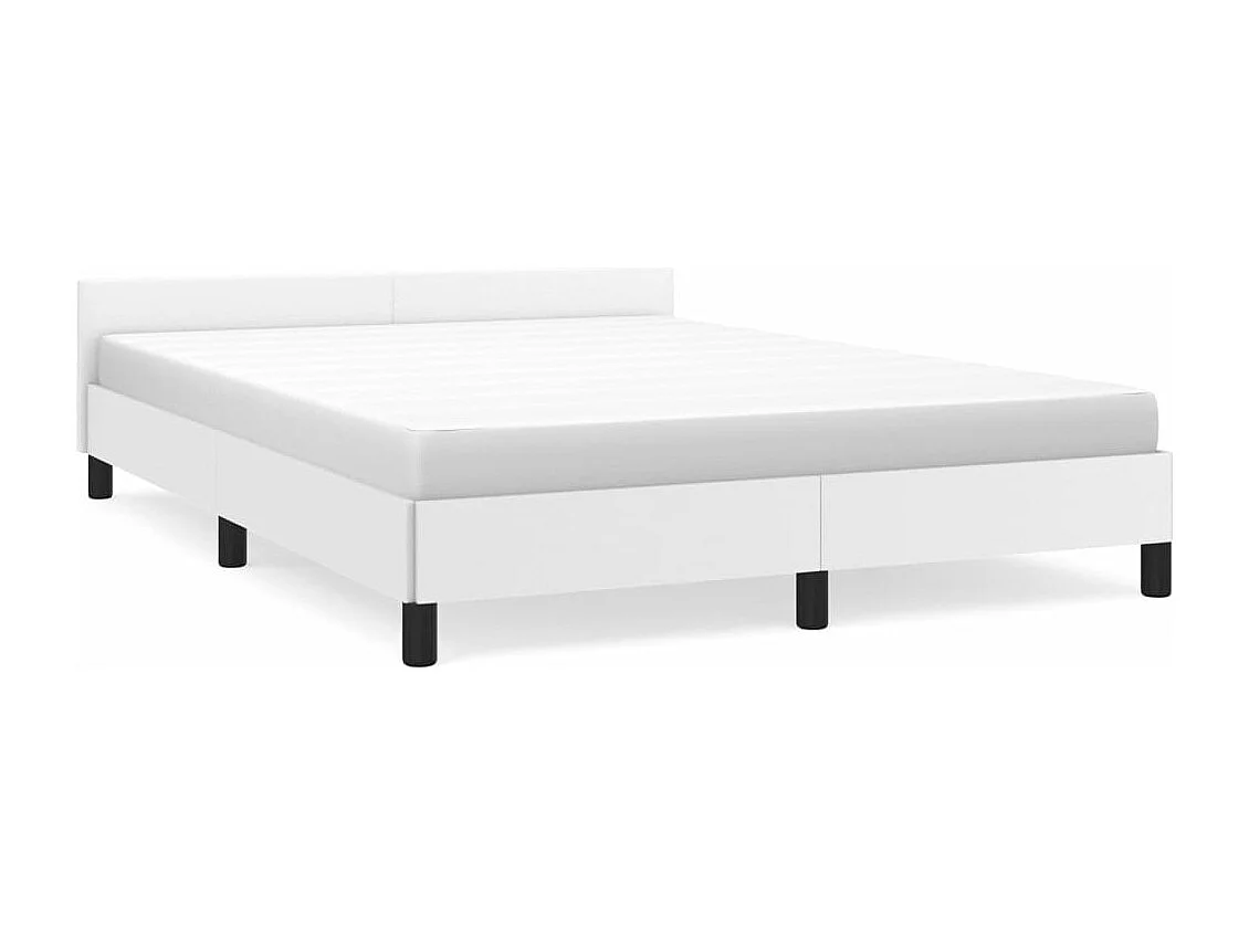 Estrutura cama c/ cabeceira couro artificial 140x190 cm branco