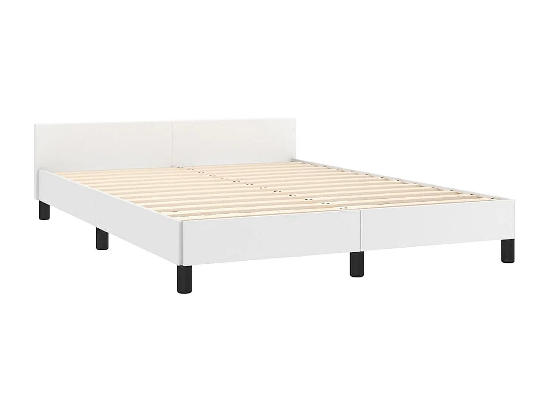 Estrutura cama c/ cabeceira couro artificial 140x190 cm branco