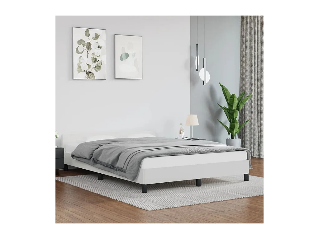 Bedframe met hoofdeinde zonder matras 140x190 cm wit