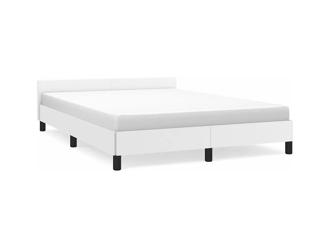 Estructura de cama cabecero cuero sintético blanco 140x190 cm