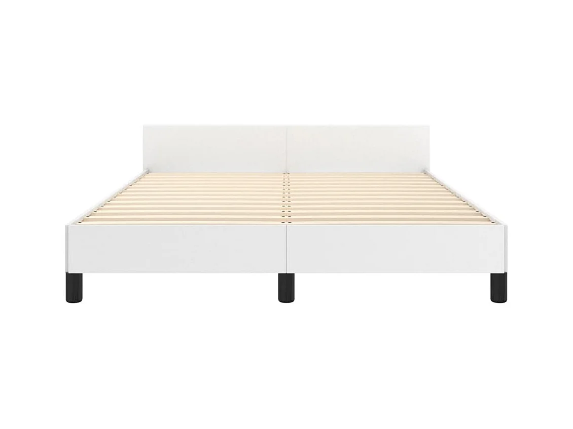 Estructura de cama cabecero cuero sintético blanco 140x190 cm