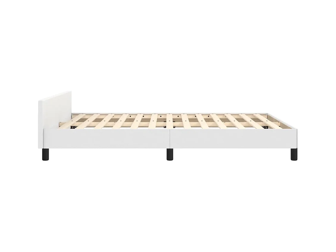 Estructura de cama cabecero cuero sintético blanco 140x190 cm