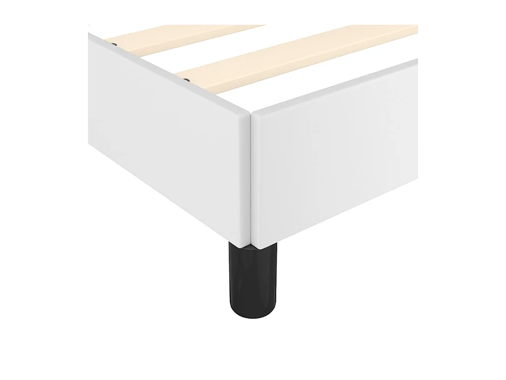 Estructura de cama cabecero cuero sintético blanco 140x190 cm