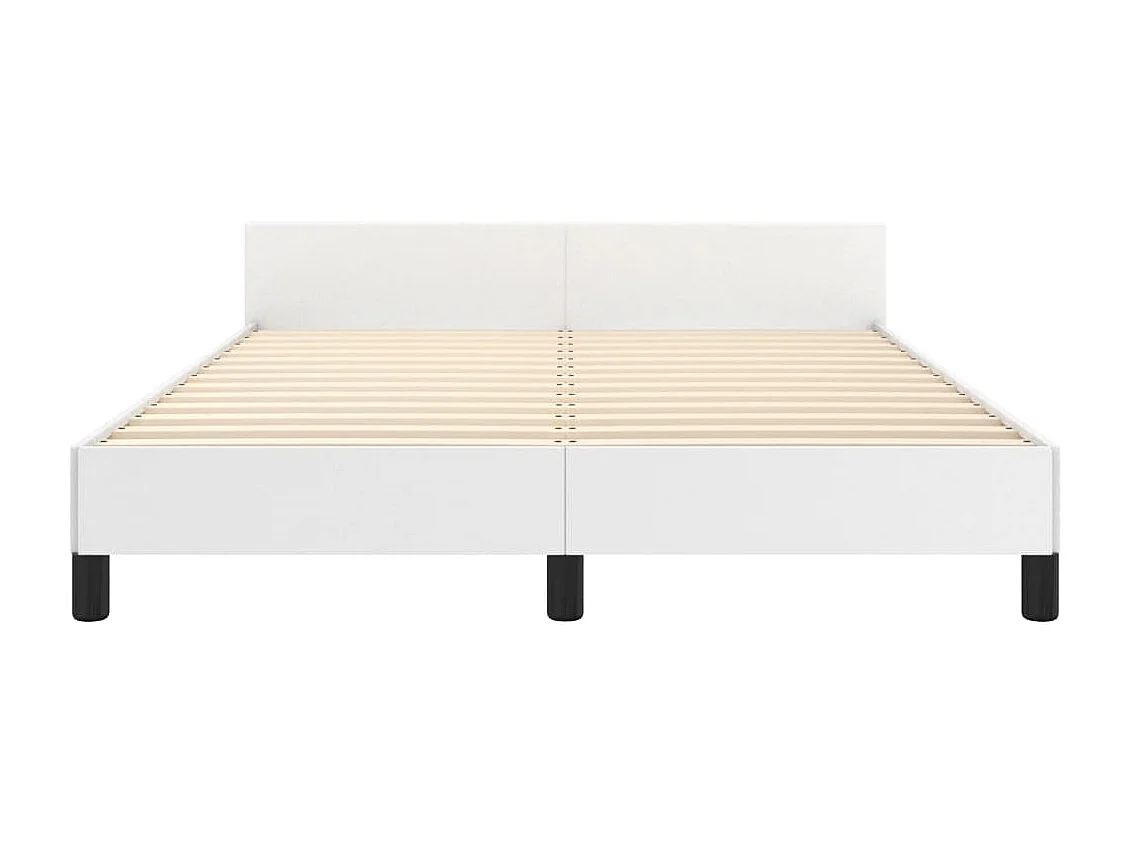 Estrutura cama c/ cabeceira couro artificial 140x190 cm branco