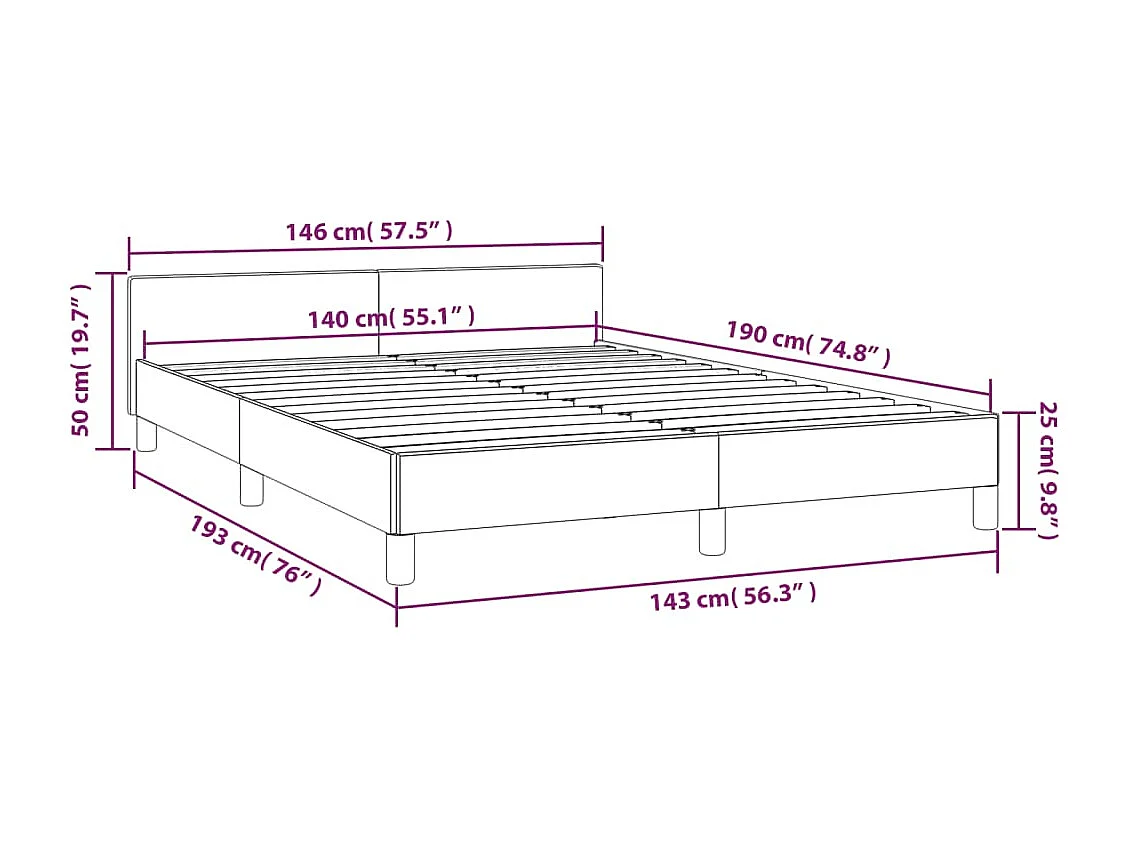 Estrutura cama c/ cabeceira couro artificial 140x190 cm branco