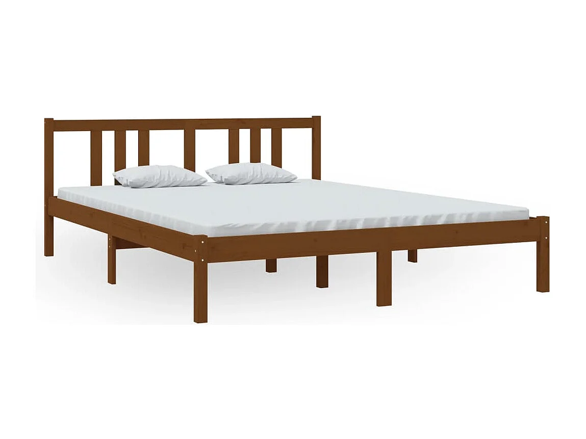 Estrutura cama king 150x200 cm madeira maciça castanho-mel