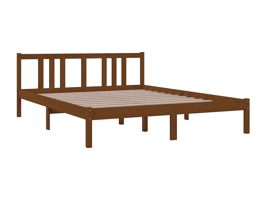 Estrutura cama king 150x200 cm madeira maciça castanho-mel
