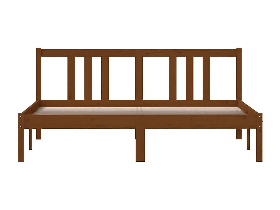 Estrutura cama king 150x200 cm madeira maciça castanho-mel