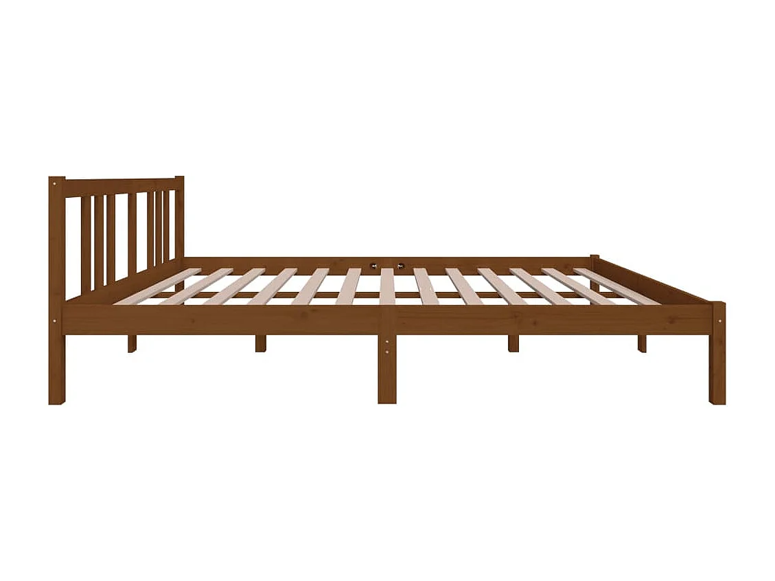 Estrutura cama king 150x200 cm madeira maciça castanho-mel