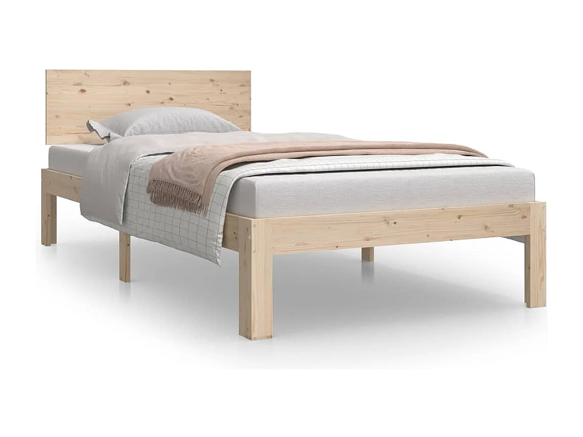 Estructura de cama individual madera maciza 90x190 cm