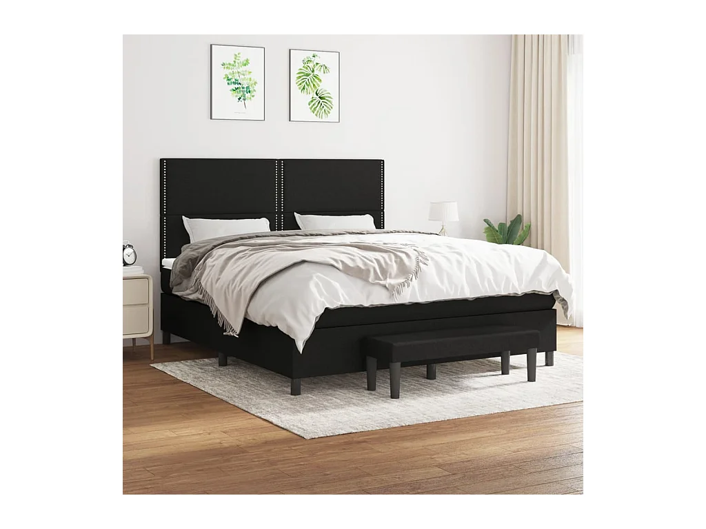 Boxspring met matras stof zwart 160x200 cm
