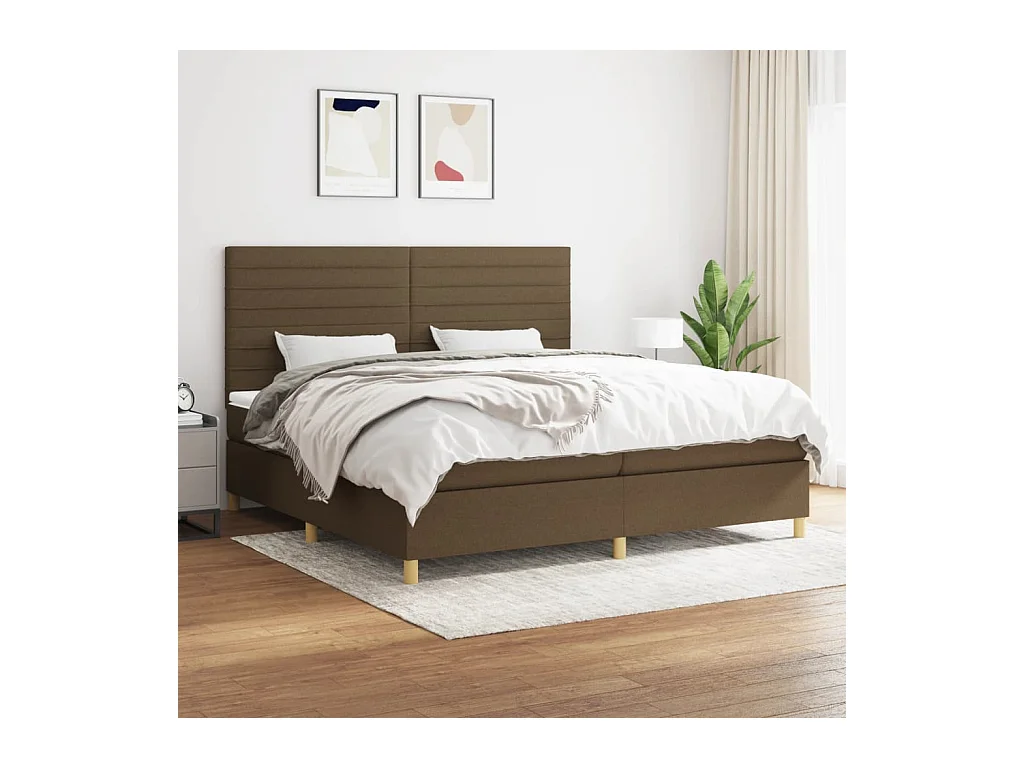 Lit à sommier tapissier avec matelas Marron foncé 200x200 cm