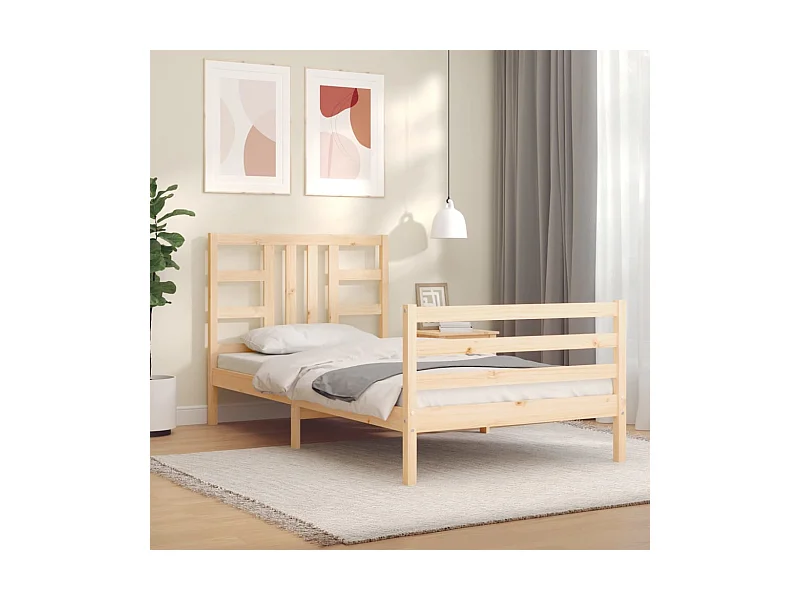 Cadre de lit et tête de lit 100x200 cm bois massif