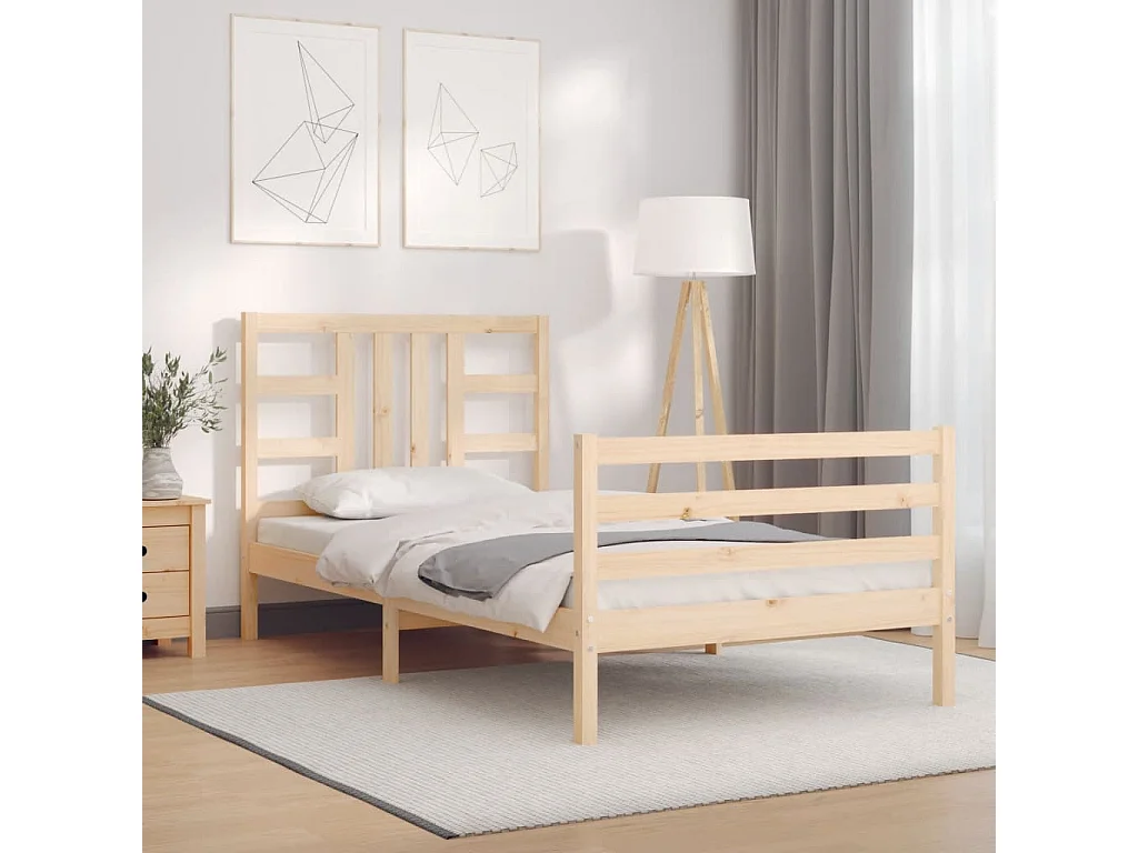 Estrutura de cama com cabeceira 100x200 cm madeira maciça