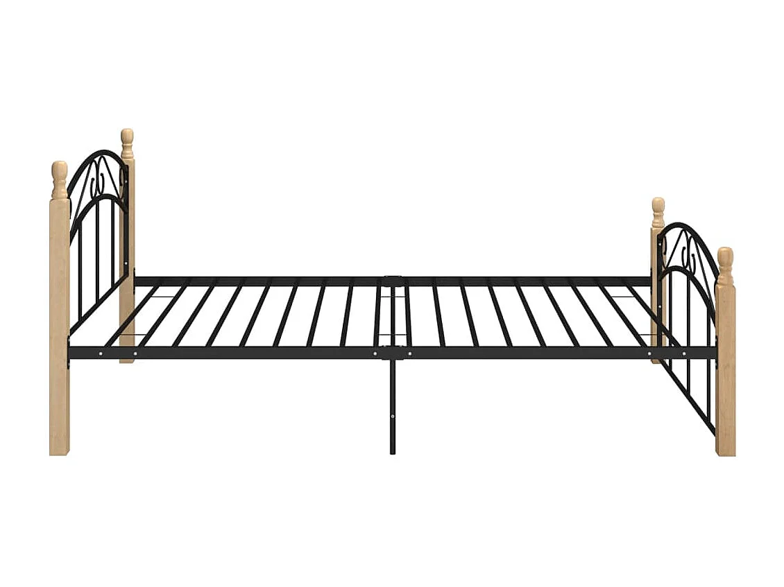 Estrutura de cama 120x200cm metal/madeira carvalho maciça preto